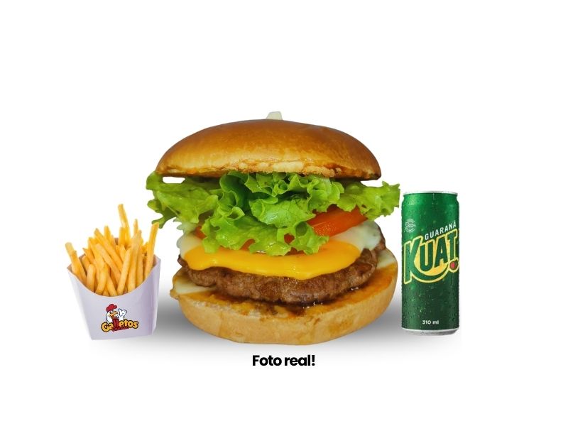Combo beef cheddar caramel - hambúrguer de alcatra c/ bacon + batata + refri lata + maionese caseira