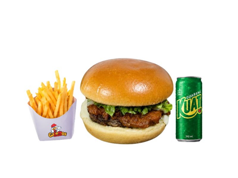 Combo big chicken barbecue + fritas + refri lata + maionese caseira + ketchup